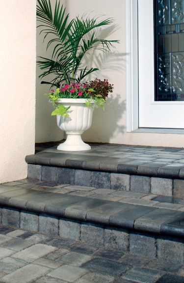 Bullnose landscaping units make attractive and functional stair treads