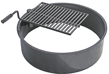 Sturdy metal fire ring insert with optional swing-away cooking grate