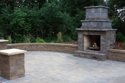 A fireplace is a must for all-season outdoor living. 